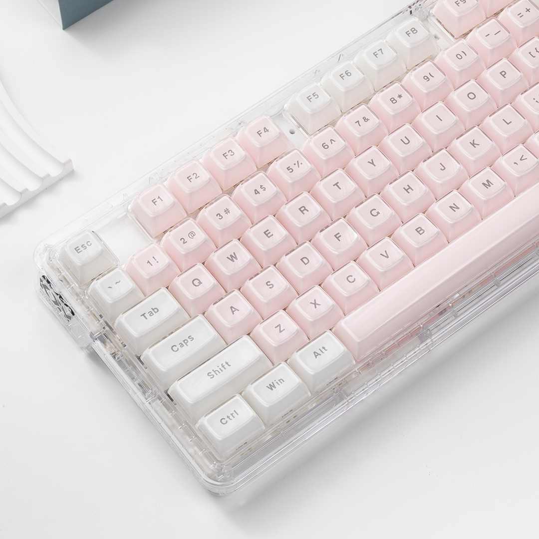 Keyboard Gaming Transparent - Tasti Trasparenti in Cristallo Rosa Bianco