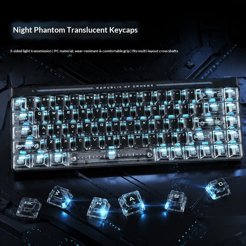 Keyboard Gaming Transparent - Tasti Retroilluminati Trasparenti, Altezza OEM, Materiale